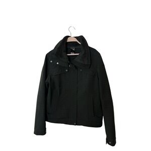 The North Face Womens Black Plaid Fleece Lined Softshell Jacket Coat large